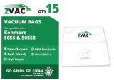 15 Microlined Kenmore Canister Allergen Cloth Vacuum Bag Designed to Fits Kenmore Canister Type C, 5055, 50558, 50557, Panasonic Type C-5, Kenmore Type Q, Made By ZVac