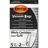 Replacement Miele GN Bags for S5 Galaxy Series and S600 series canister vacuums - 5 Bags + 2 Filters - by Envirocare Technologies