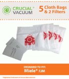 Crucial Vacuum  5 Miele FJM Deluxe Hepa Style Allergen High Filtration Vacuum Bags + 2 Filters for Miele Vacuum Cleaners S246 S256 S300 S700 S4000 S6000, Miele Part No.780510000010