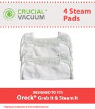 4 Oreck Grab It & Steam It Washable & Reusable Mop Pads; Fits Oreck Grab-It & Steam-It; Compare to Part # SWSTEAMKIT2LR; Designed & Engineered by Crucial Vacuum