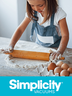 Simplicity Vacuums for a baking mess in the kitchen